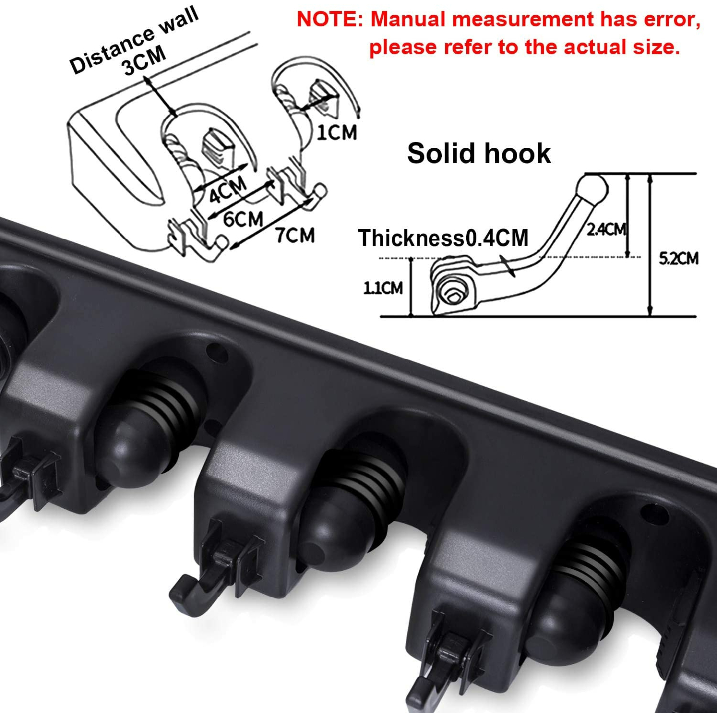 Broom Holder Wall Mount Organizer with Hooks