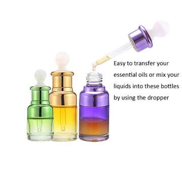 PDTXCLS Yasirona AWEHIRU Glass Refillable Empty Bottles with Dropper for Essential Oils Colognes Perfumes DIY Supplies Tools Different Colors 6 Pack
