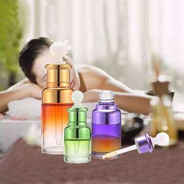 PDTXCLS Yasirona AWEHIRU Glass Refillable Empty Bottles with Dropper for Essential Oils Colognes Perfumes DIY Supplies Tools Different Colors 6 Pack