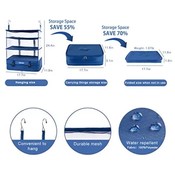 TABITORA Portable Hanging Travel Shelves Bag Organizer