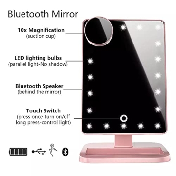 Hansong Bluetooth Makeup Mirror with Light & Magnification