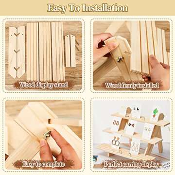 51 Pcs Wood Earring Display Stand Retail Jewelry Card Display Stand Earring Display Stands for Selling with 50 Pcs Earring Card for Merchandise Jewelry Display Business Home Using (Wooden)