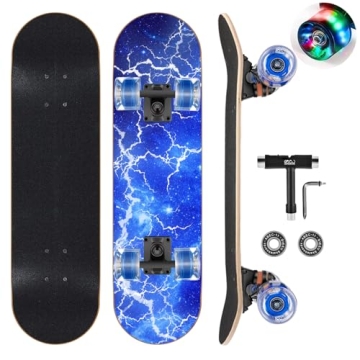 GIEEU Colorful Flashing Wheel Skateboards for All Ages