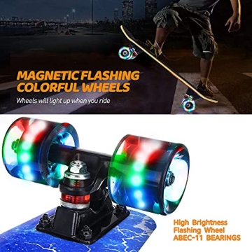 GIEEU Flashing Wheel Complete Skateboard 31x8 Inch