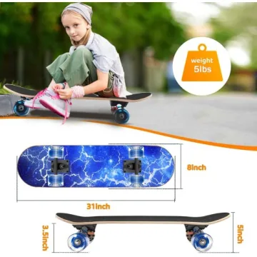 GIEEU Flashing Wheel Complete Skateboard 31x8 Inch