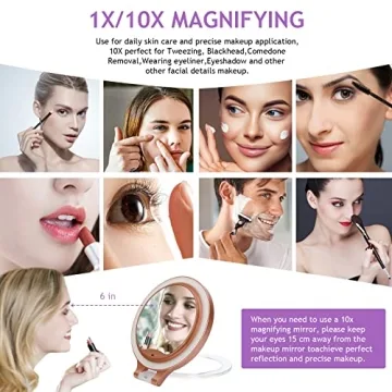 deweisn Magnifying Makeup Mirror with Lights 10X/1X