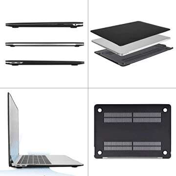 MOSISO Compatible with MacBook Air 13 inch Case 2022 2021 2020 2019 2018 Release A2337 M1 A2179 A1932 Touch ID, Plastic Hard Shell Cover&Keyboard Cover for MacBook Air 13.3 inch Case, Black
