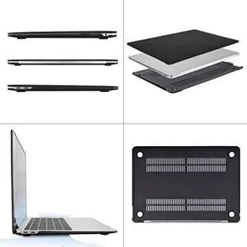 MOSISO Compatible with MacBook Air 13 inch Case 2022 2021 2020 2019 2018 Release A2337 M1 A2179 A1932 Touch ID, Plastic Hard Shell Cover&Keyboard Cover for MacBook Air 13.3 inch Case, Black