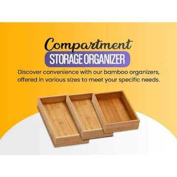 YBM HOME Bamboo Drawer Organizer Storage Box for Kitchen Drawer, Junk Drawer, Office, Bedroom, Children Room, Craft, Sewing, and Bathroom, 2 Pack 6x15x2 inch