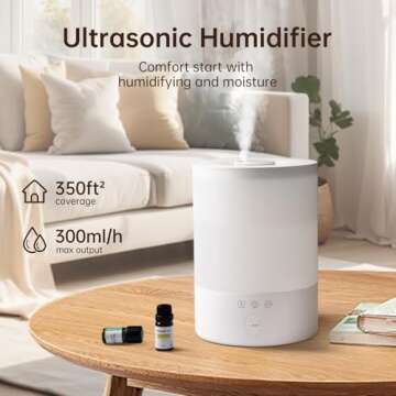 YOGIN Humidifiers for Bedroom Large room,Top fill 2.5L Ultrasonic cool mist Humidifiers for Baby Nur...