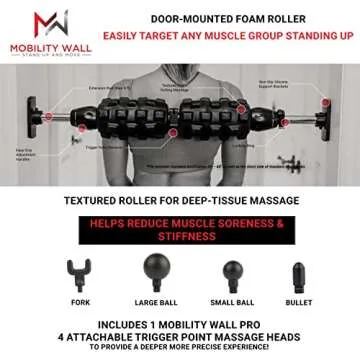 Mobility Wall Pro Series- Stand Up Door Mounted Textured Foam Roller for Deep Tissue Massage & Muscl...