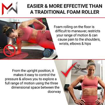 Mobility Wall Pro Series- Stand Up Door Mounted Textured Foam Roller for Deep Tissue Massage & Muscle Recovery for Exercise, Includes 4 Trigger Point Attachments