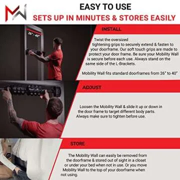 Mobility Wall Pro Series- Stand Up Door Mounted Textured Foam Roller for Deep Tissue Massage & Muscle Recovery for Exercise, Includes 4 Trigger Point Attachments