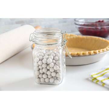 Fox Run Ceramic Pie Crust Baking Weights in Glass Jar