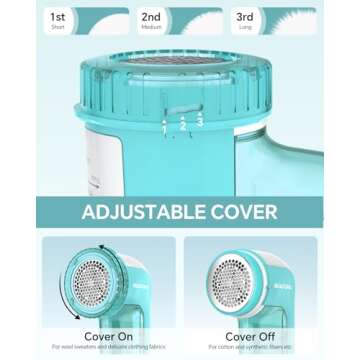 BEAUTURAL Fabric Shaver and Lint Remover, Sweater Defuzzer with 2-Speeds, 2 Replaceable Stainless Steel Blades, Battery Operated, Remove Clothes Fuzz, Lint Balls, Pills, Bobbles