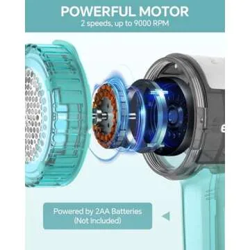 BEAUTURAL Fabric Shaver and Lint Remover, Sweater Defuzzer with 2-Speeds, 2 Replaceable Stainless Steel Blades, Battery Operated, Remove Clothes Fuzz, Lint Balls, Pills, Bobbles