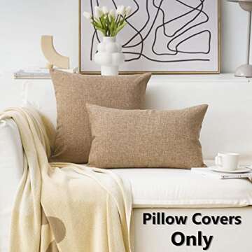 Home Brilliant Large Linen Pillow Covers - Set of 2 for Living Room, 26x26 Inch