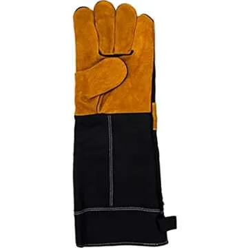 Burch Barrel Stockman's Leather Grill Gloves with Extra Long Thick Cuffs | Our Grilling Gloves are Made with 100% Genuine Leather and Heat Resistant Fabrics | Designed with Slicing and Dicing in Mind