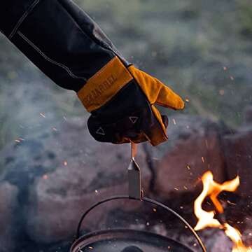 Burch Barrel Stockman's Leather Grill Gloves with Extra Long Thick Cuffs | Our Grilling Gloves are Made with 100% Genuine Leather and Heat Resistant Fabrics | Designed with Slicing and Dicing in Mind