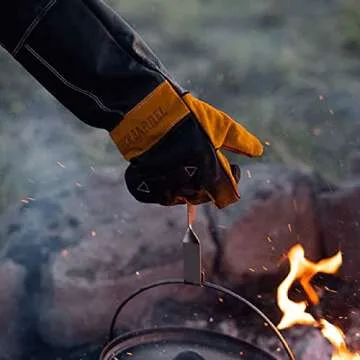 Burch Barrel Stockman's Leather Grill Gloves with Extra Long Thick Cuffs | Our Grilling Gloves are Made with 100% Genuine Leather and Heat Resistant Fabrics | Designed with Slicing and Dicing in Mind