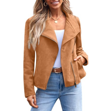 AUTOMET Women's Faux Suede Jacket for All Seasons