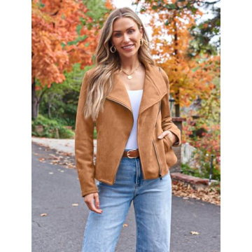 AUTOMET Women's Faux Suede Jacket for All Seasons