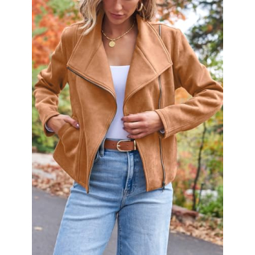 AUTOMET Women's Faux Suede Jacket for All Seasons