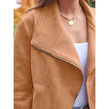 AUTOMET Women's Faux Suede Jacket for All Seasons
