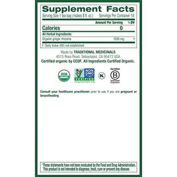 Traditional Medicinals Organic Ginger Herbal Tea - 16 Count (Pack of 2)