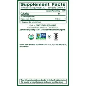Traditional Medicinals Organic Ginger Herbal Tea - 16 Count (Pack of 2)