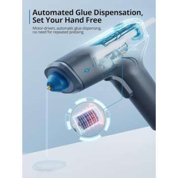 Tilswall Motor-Driven Cordless Hot Glue Gun, Auto Dispensing Glue Gun and Sticks Set, 15s Fast Heati...