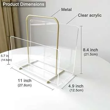XOHYW Acrylic Magazine Holder, Crystal Clear Acrylic Magazine Book Rack, Desktop File Organizer for ...
