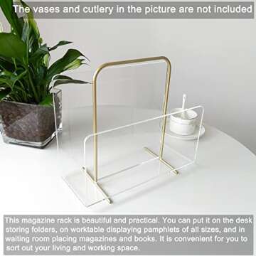 XOHYW Acrylic Magazine Holder, Crystal Clear Acrylic Magazine Book Rack, Desktop File Organizer for Office Organization, Storage,Home Office Decoration,Reception