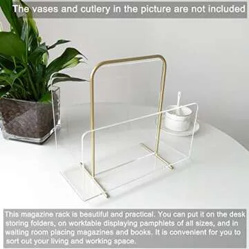 XOHYW Acrylic Magazine Holder, Crystal Clear Acrylic Magazine Book Rack, Desktop File Organizer for Office Organization, Storage,Home Office Decoration,Reception