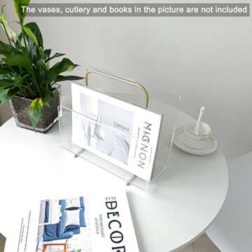 XOHYW Acrylic Magazine Holder, Crystal Clear Acrylic Magazine Book Rack, Desktop File Organizer for Office Organization, Storage,Home Office Decoration,Reception