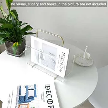 XOHYW Acrylic Magazine Holder, Crystal Clear Acrylic Magazine Book Rack, Desktop File Organizer for Office Organization, Storage,Home Office Decoration,Reception