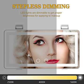 Car Visor Vanity Mirror Rechargable LED Light Makeup Mirror for Car Truck SUV Clip on Sun Visor 3 Li...