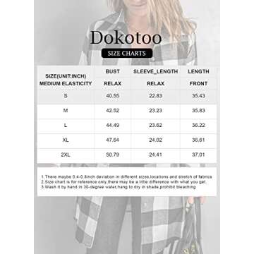 Dokotoo Plaid Shacket Jacket Women Long Sleeve Casual Color Block Button Down Boyfriend Womens Flannel Shirts Jackets Cardigans Coats Tops with Pockets Brown Large