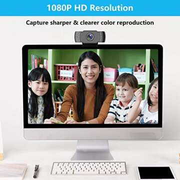 Kasily 1080P Computer Camera, Auto Focus Webcam with Microphone for Desktop, USB Plug and Play & 3D Noise Reduction for Online Learning/PC Video Conference/Calling, Skype/YouTube/Zoom