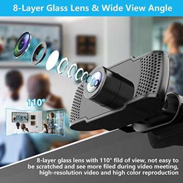 Kasily 1080P Computer Camera, Auto Focus Webcam with Microphone for Desktop, USB Plug and Play & 3D Noise Reduction for Online Learning/PC Video Conference/Calling, Skype/YouTube/Zoom