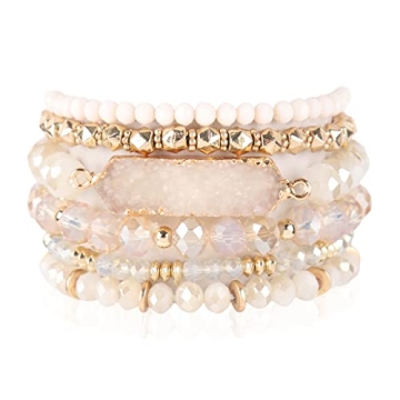 RIAH Fashion Bohemian Multi-Layer Bead Statement Bracelet for Effortless Elegance
