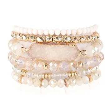 RIAH Fashion Bohemian Multi-Layer Bead Statement Bracelet for Effortless Elegance
