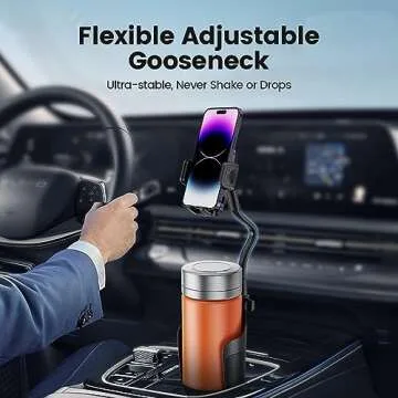 toocki Cup Holder Phone Mount for Car, Universal 360° Adjustable Gooseneck Cell Phone Cup Holder Expander for Car Truck Compatible with iPhone Samsung & All Smartphones