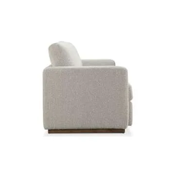 CHERS 76.8" Upholstered Bench Seat Sofa, Wood Base Lounge Sofa with Track Arms, Cushion Back Fabric Loveseat, 2-Seater Boucle Couches for Small Living Room, Bedroom, Office, Off-White