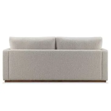 CHERS 76.8" Upholstered Bench Seat Sofa, Wood Base Lounge Sofa with Track Arms, Cushion Back Fabric Loveseat, 2-Seater Boucle Couches for Small Living Room, Bedroom, Office, Off-White