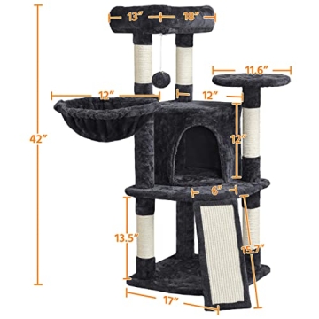 Yaheetech 42in Cat Tower with Cozy Perch and Scratching Posts