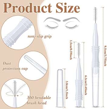 100 Pcs Micro Eyebrow Brush with Cap Brow Lamination Eyelash Brow Brush Lash Filler Eyebrow Lift Too...