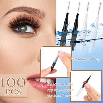 100 Pcs Micro Eyebrow Brush with Cap Brow Lamination Eyelash Brow Brush Lash Filler Eyebrow Lift Tools for Eyelashes Extensions(Black, White)