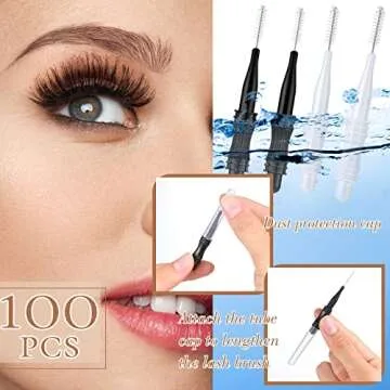 100 Pcs Micro Eyebrow Brush with Cap Brow Lamination Eyelash Brow Brush Lash Filler Eyebrow Lift Tools for Eyelashes Extensions(Black, White)