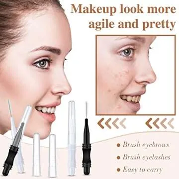 100 Pcs Micro Eyebrow Brush with Cap Brow Lamination Eyelash Brow Brush Lash Filler Eyebrow Lift Tools for Eyelashes Extensions(Black, White)